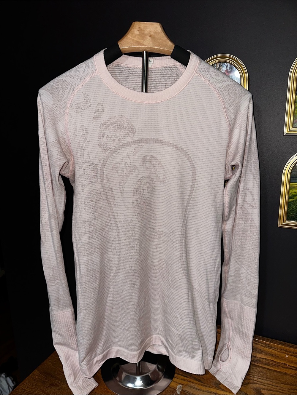 lululemon athletica Pale Pink “Run Swiftly” Long Sleeve Top; flower aesthetic